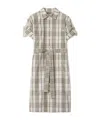 Burberry Check Buckle Short-sleeve Shirtdress In Cotton