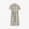 Burberry Check Buckle Short-sleeve Shirtdress In Cotton