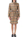 Burberry Check Cotton Shirt Dress In Multi