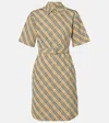 Burberry Classic Check Cotton Dress With Belted Waist In Beige
