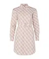 Burberry Check Belted Long-sleeve Mini Shirtdress In Beige