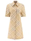 BURBERRY CHECK COTTON SHIRT DRESS DRESSES BEIGE