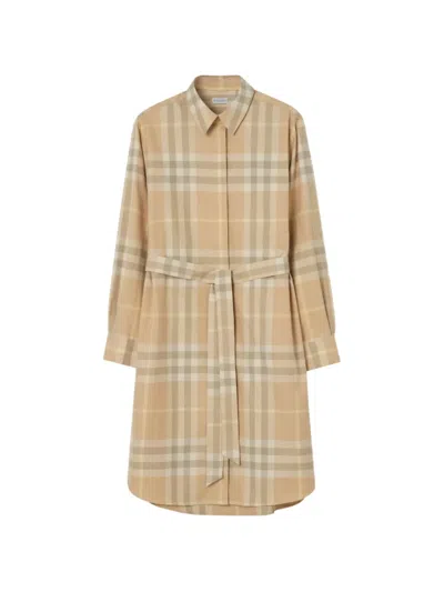 Burberry Check Cotton Shirt Dress In Multi