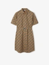 Burberry Classic Check Cotton Dress With Belted Waist In Sand