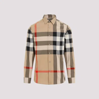 Burberry Check Cotton Shirt For Men - Spring/summer 2026 In Brown