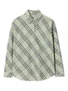 Burberry Check Cotton Shirt In Green