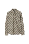 Burberry Check Cotton Shirt In Husk