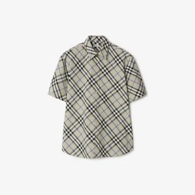 Burberry Cotton Shirt With Checked Pattern And Pockets In Multi