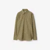 Burberry Check-pattern Cotton Shirt In Light Sage
