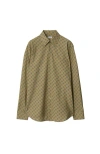 Burberry Check-pattern Cotton Shirt In Light Sage