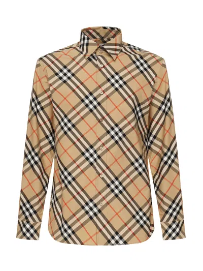 Burberry Checked Cotton Shirt In Multi