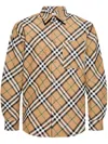 Burberry Check Print Cotton Shirt In Nude & Neutrals