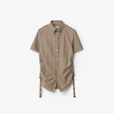 Burberry Women Embroidered Poplin Shirt In Brown
