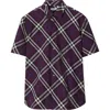 Burberry Check Cotton Shirt In Pansy