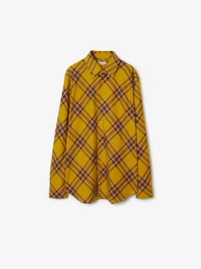 Burberry Check Cotton Shirt In Pear