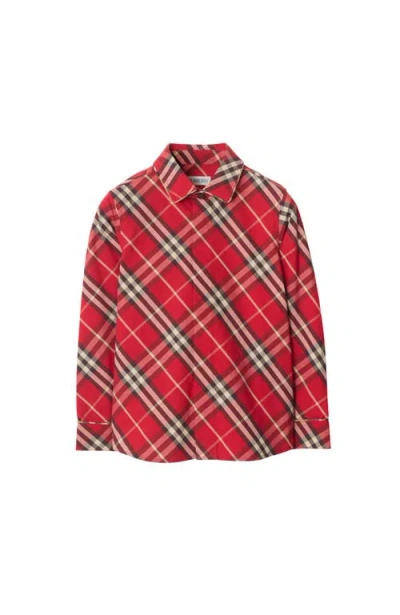 Burberry Kids'  Check Cotton Shirt In Red