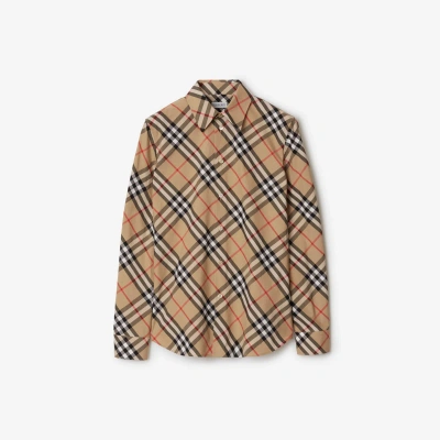 Burberry Check Cotton Shirt In Sand