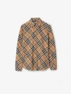 Burberry Check Long-sleeve Cotton Button-down Top In Sand