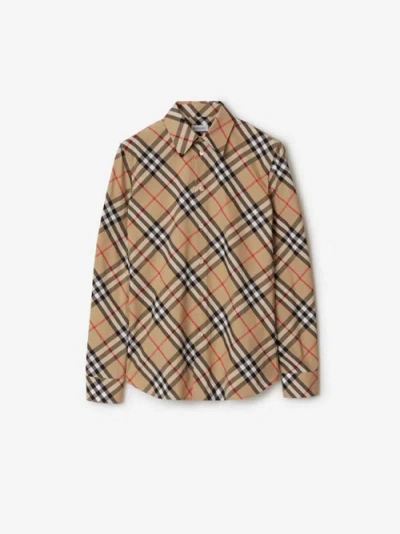 Burberry Check-pattern Cotton Shirt In Sand Check