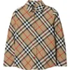 Burberry Beige Shirt With Check Motif In Cotton Boy In Sand