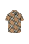 Burberry Childrens Check Cotton Shirt In Sand