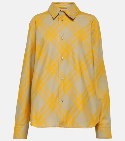 Burberry Check Motif Shirt In Hunter