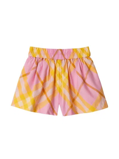 Burberry Babies' Check Cotton Shorts In Pink