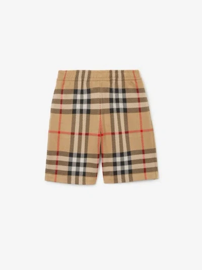 Burberry Check Cotton Shorts In Archive Beige