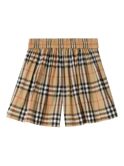 Burberry Check Cotton Shorts In Multi