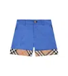 Burberry Childrens Check Turn-up Cotton Shorts In Blue