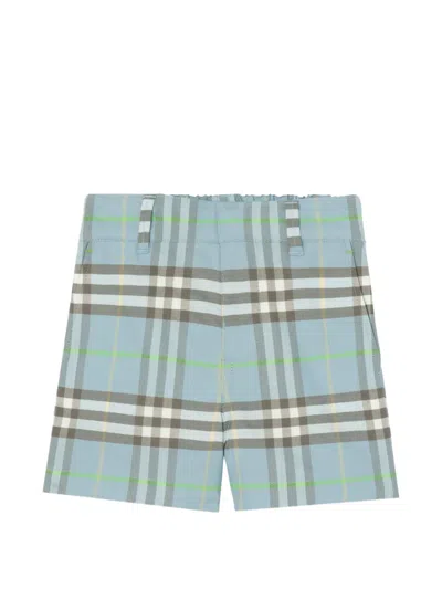 Burberry Babies' Check Cotton Shorts In Blue