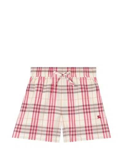Burberry Check Cotton Shorts In Multi