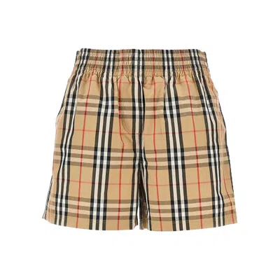 Burberry Check Cotton Shorts In Brown