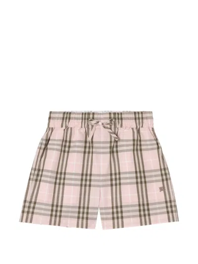 Burberry Evelyn Check Shorts Featuring Side Pockets In Pink