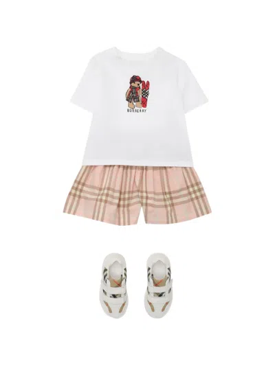 Burberry Babies' Check Cotton Shorts In Pink