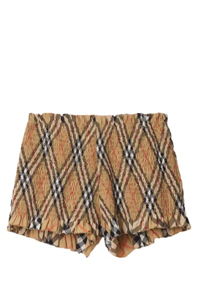 Burberry Kids'  Childrens Check Cotton Shorts In Sand