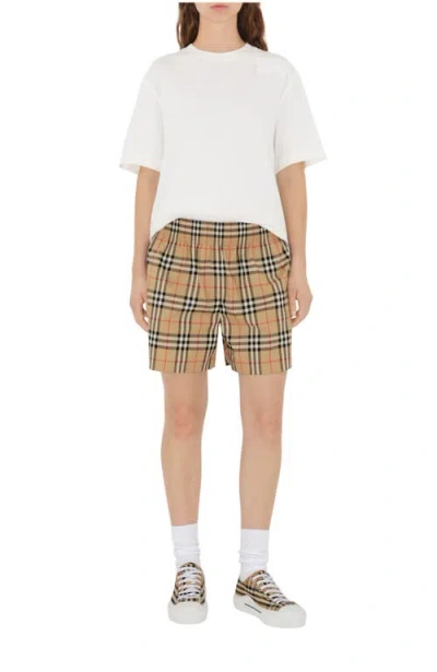 Burberry Check Cotton Shorts In White