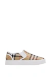 Burberry Check Cotton Slip-on Sneakers In Brown