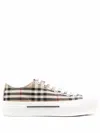 Burberry Beige Cotton Sneakers With Casual Chic Check Pattern