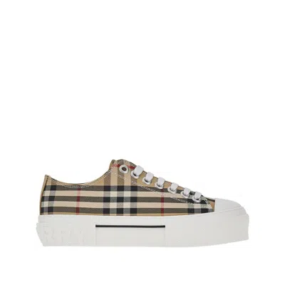 Burberry Check Cotton Sneakers In Multi