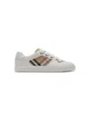 Burberry Leather & Cotton Strap Sneakers In White