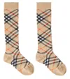 Burberry Check Cotton Socks In Beige