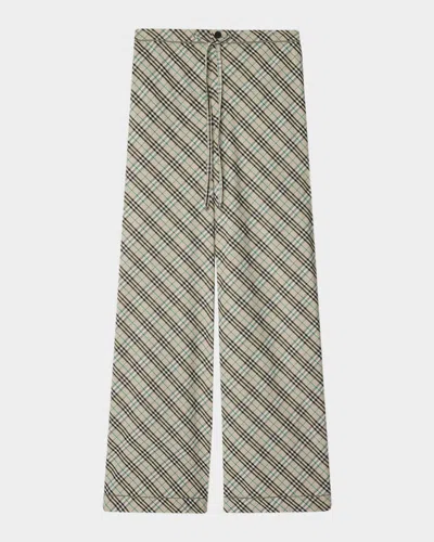 BURBERRY CHECK COTTON STRAIGHT-LEG PAJAMA PANTS