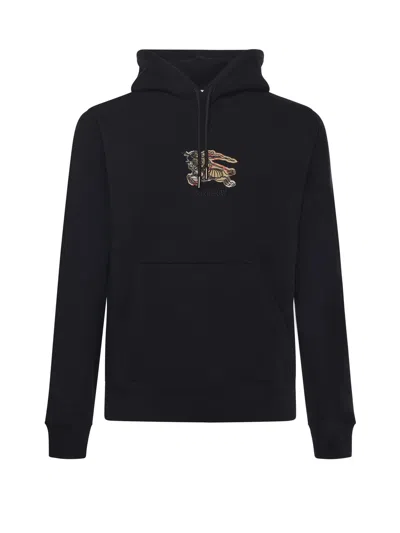 Burberry Simon Hoodie With Front Pocket And Hood In Black