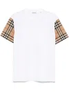 Burberry White T-shirt With Vintage Check Motif On The Sleeves In Cotton Woman