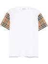 Burberry White T-shirt With Vintage Check Motif On The Sleeves In Cotton Woman
