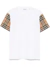 Burberry White T-shirt With Vintage Check Motif On The Sleeves In Cotton Woman