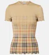 Burberry Womens Sand Ip Check Gradient-check Stretch-cotton Top In Neutral