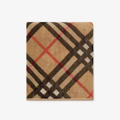 Burberry Check Cotton Towel In Sand