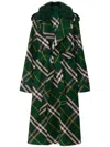 Burberry Check Belted Trench Coat With Faux Fur Collar